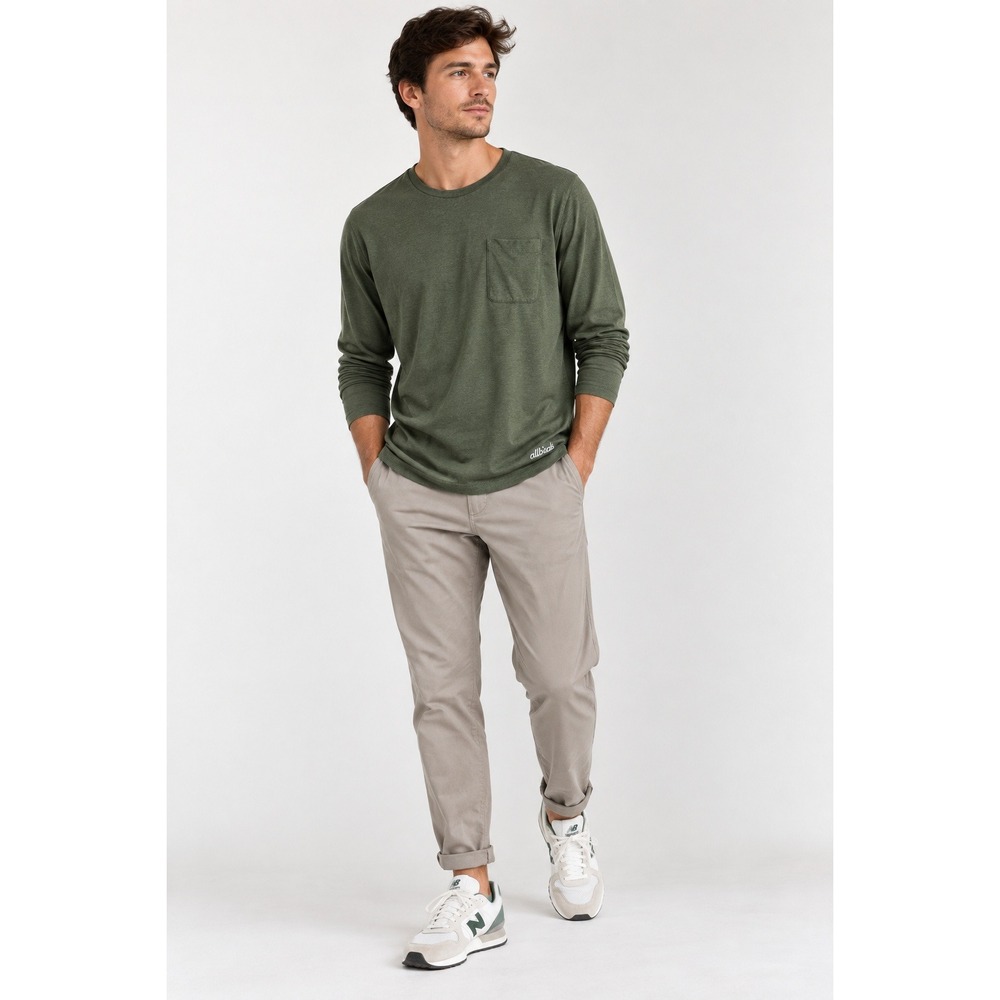 Allbirds Long Sleeve Pocket Tee Mens L Green Casual Merino Wool Blend Travel